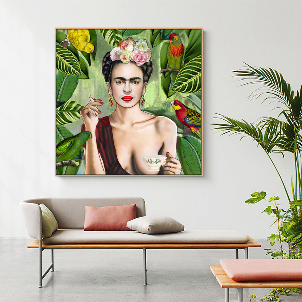 50cmx50cm Self Portrait by Frida Kahlo Wood Frame Canvas Wall Art - image2