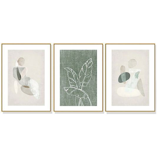 60cmx90cm Abstract body and leaves 3 Sets Gold Frame Canvas Wall Art - image1