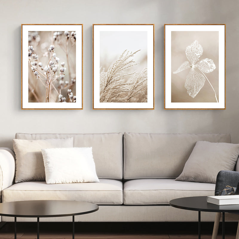 60cmx90cm Dried Flower 3 Sets Wood Frame Canvas Wall Art - image2