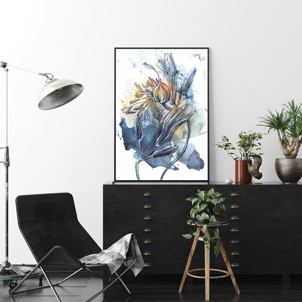 40cmx60cm Watercolor Style Abstract Flower 3 Sets Black Frame Canvas Wall Art - image4