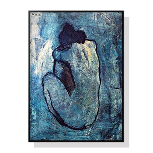 70cmx100cm Blue Nude by Pablo Picasso Black Frame Canvas Wall Art - image1