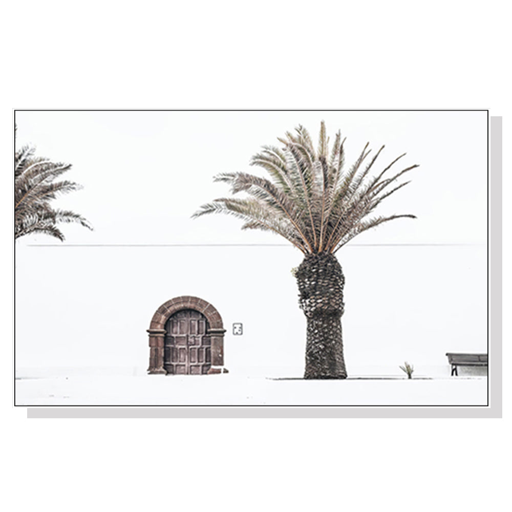 70cmx100cm European Palm Tree White Frame Canvas Wall Art - image1