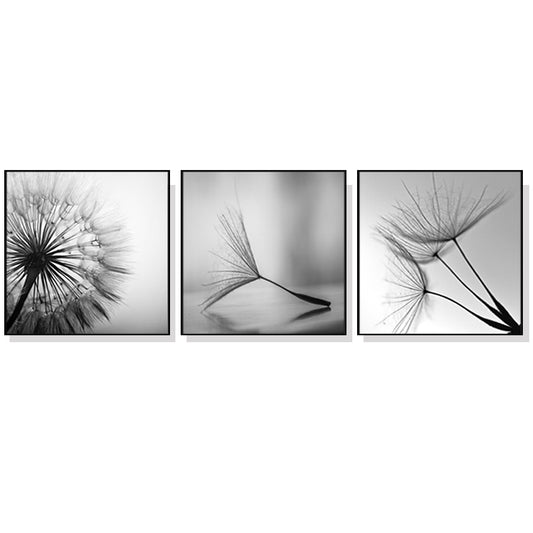 60cmx60cm Botanical dandelions 3 Sets Black Frame Canvas Wall Art - image1