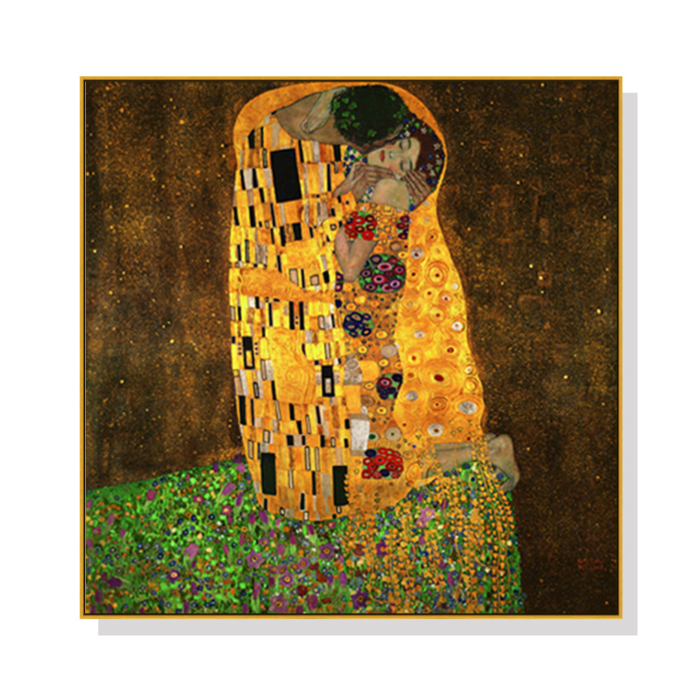 60cmx60cm Kissing by Gustav Klimt Gold Frame Canvas Wall Art - image1