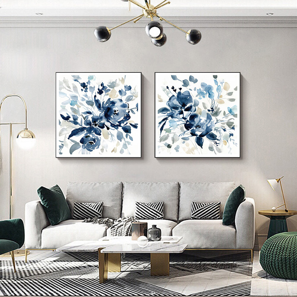 50cmx50cm Indigo Garden By Carol Robinson 2 Sets Black Frame Canvas Wall Art - image3