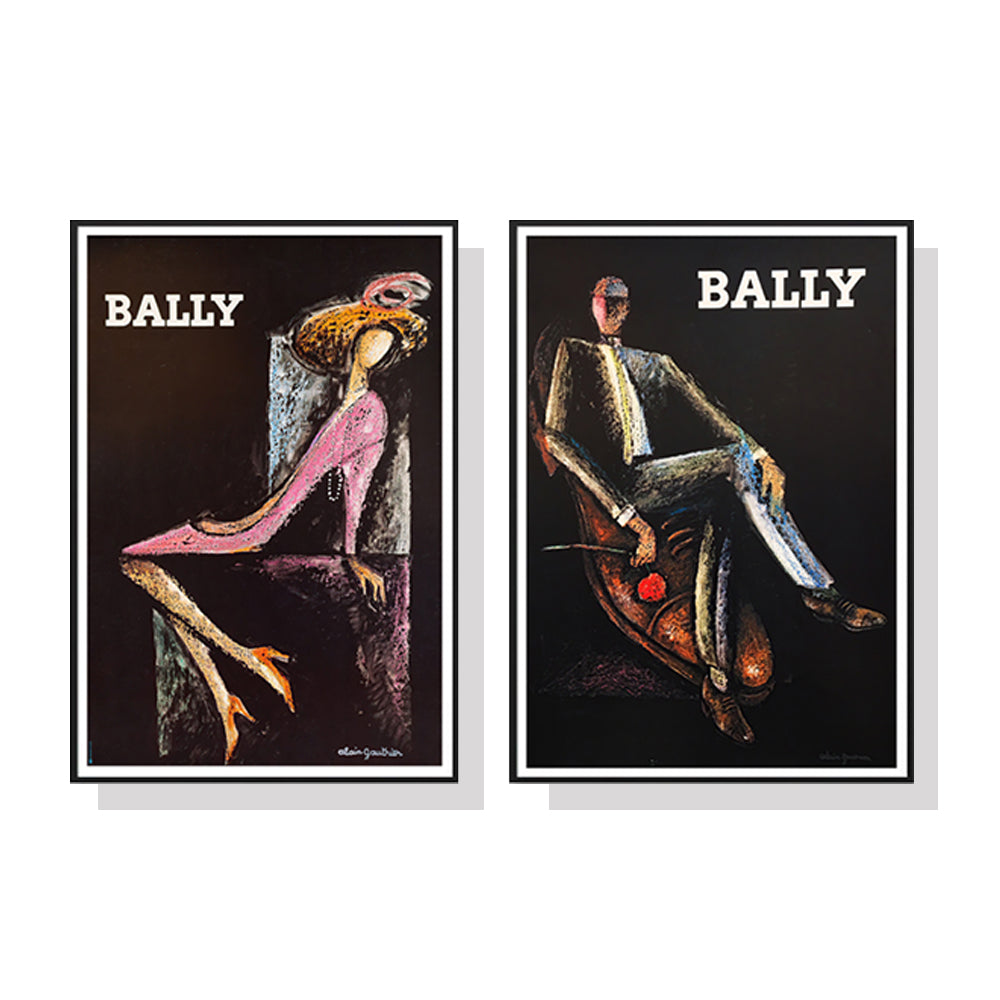 60cmx90cm Bally Man & Woman 2 Sets Black Frame Canvas Wall Art - image1