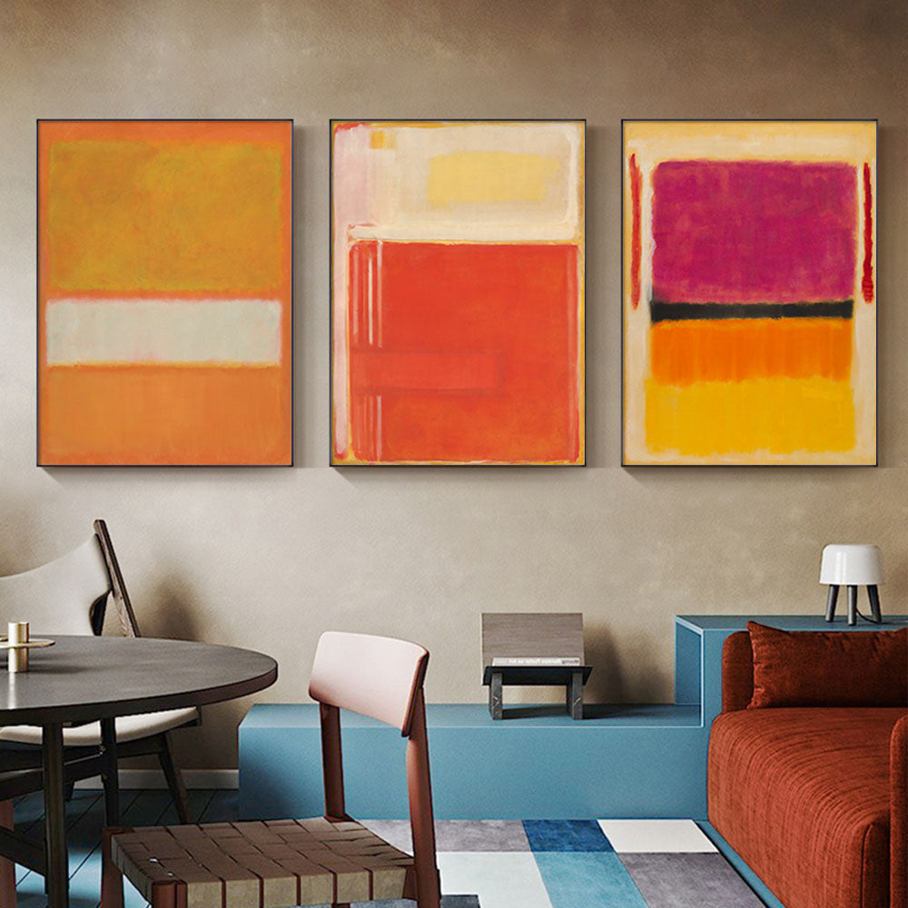 50cmx70cm Colourful 3 Sets By Mark Rothko Black Frame Canvas Wall Art - image2