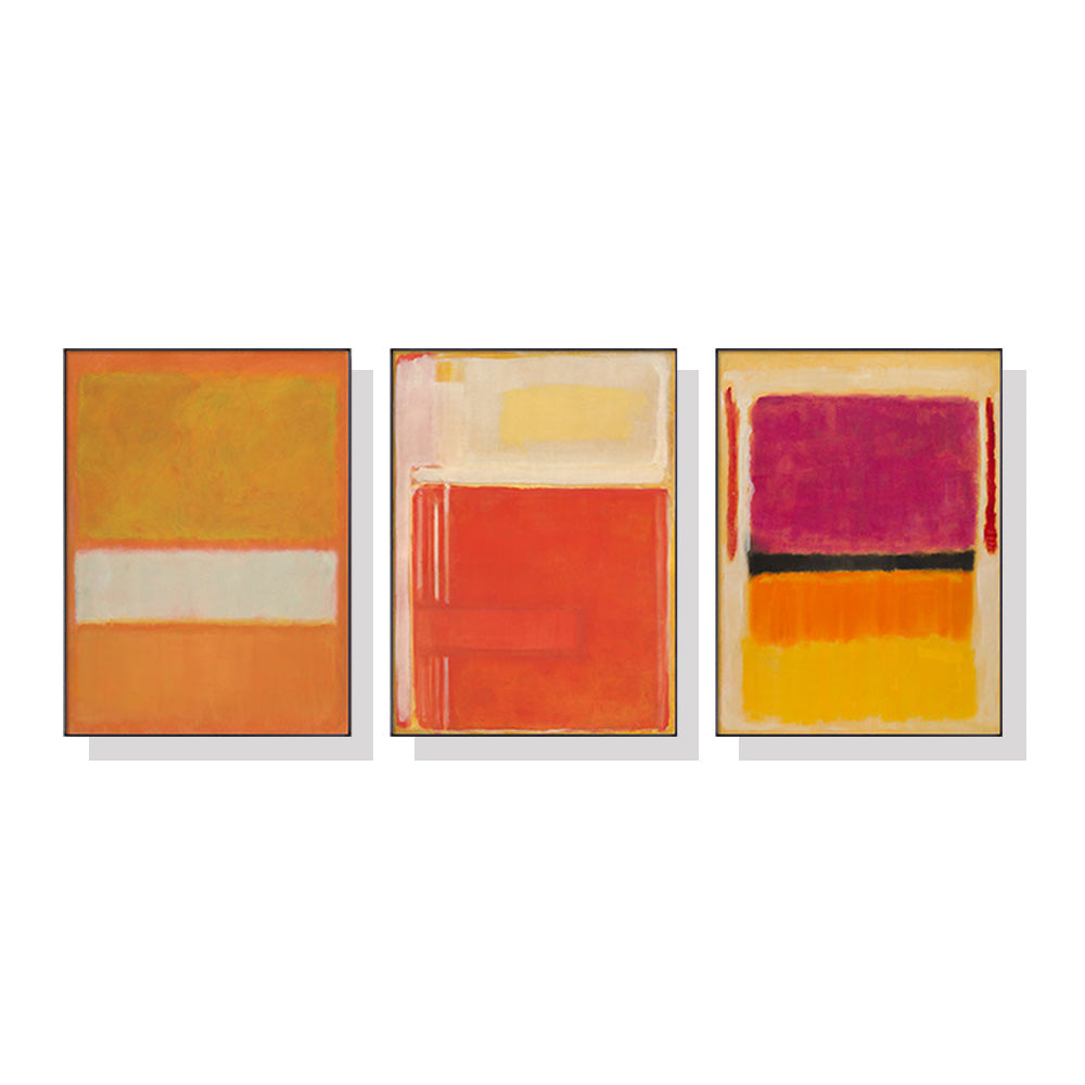 60cmx90cm Colourful 3 Sets By Mark Rothko Black Frame Canvas Wall Art - image1