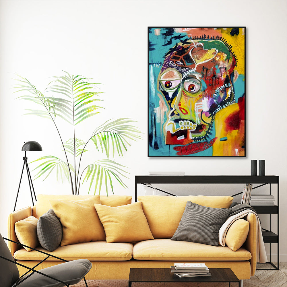 70cmx100cm Pop Art Head Black Frame Canvas Wall Art - image3