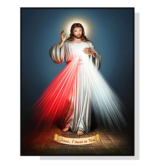 60cmx90cm Jesus Divine Mercy I Trust In You Black Frame Canvas Wall Art - image1