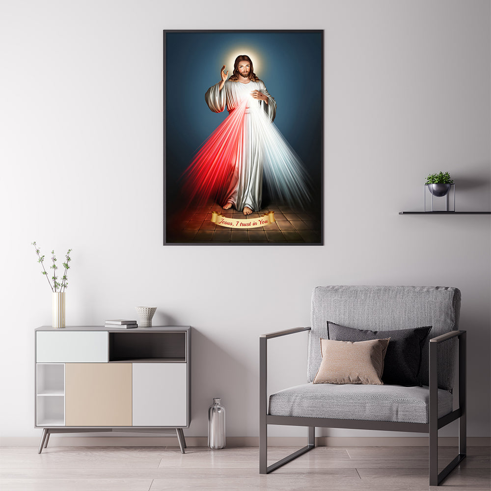 70cmx100cm Jesus Divine Mercy I Trust In You Black Frame Canvas Wall Art - image2