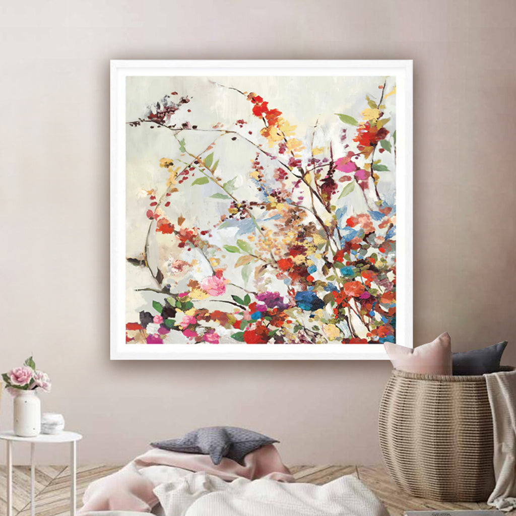 50cmx50cm Coming Spring Square Size White Frame Canvas Wall Art - image2