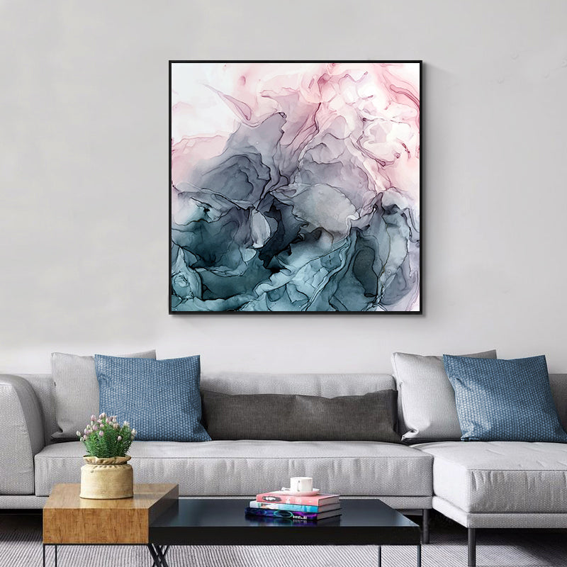 50cmx50cm Marbled Pink Grey Black Frame Canvas Wall Art - image2