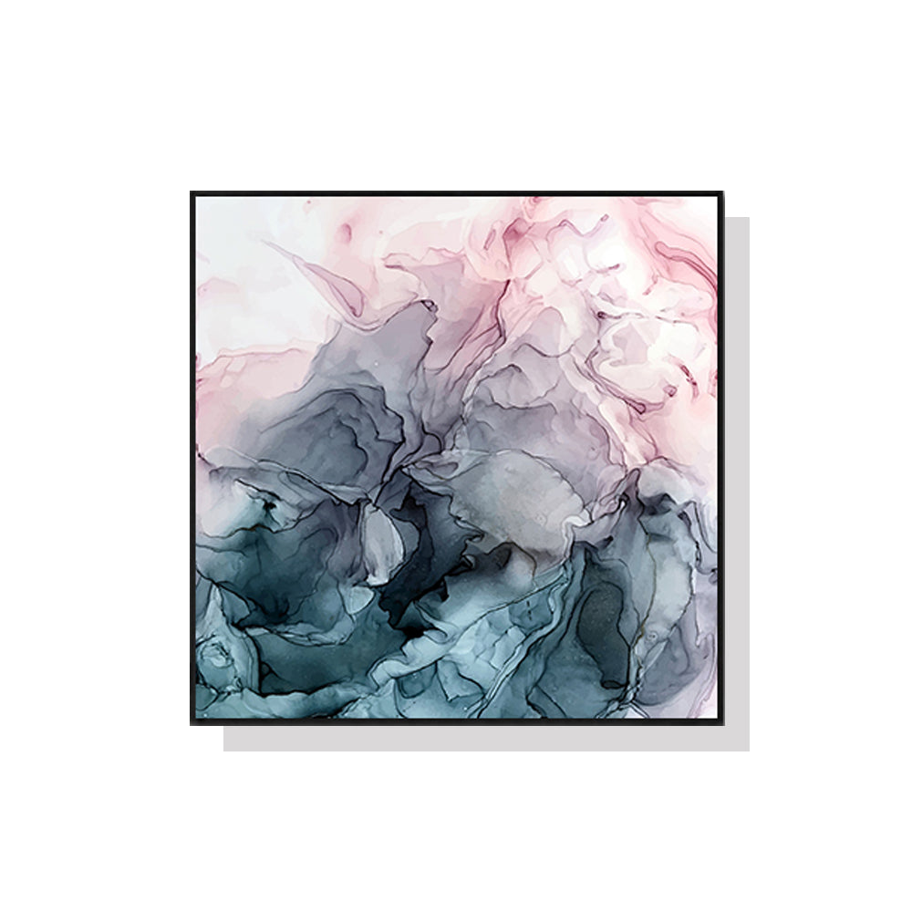 50cmx50cm Marbled Pink Grey Black Frame Canvas Wall Art - image1