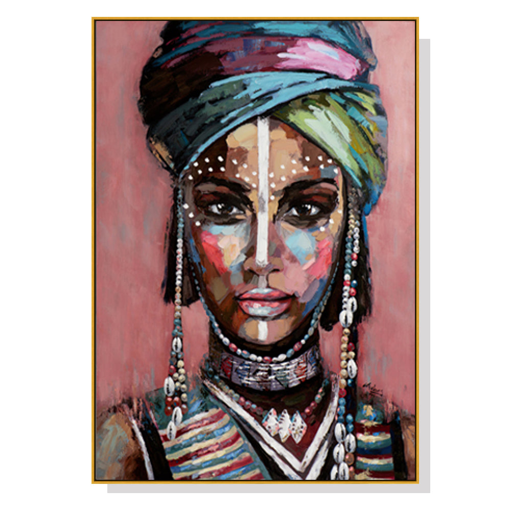 60cmx90cm African woman II Gold Frame Canvas Wall Art - image1