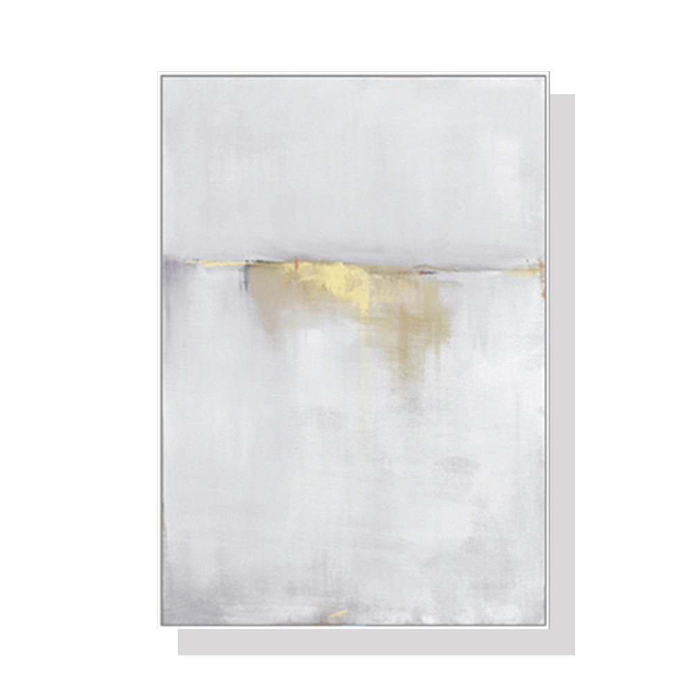 50cmx70cm Abstract gold white single II White Frame Canvas Wall Art - image1