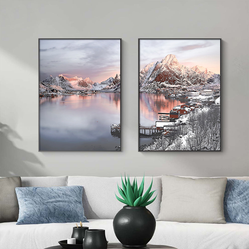 60cmx90cm Nordic Norway 2 Sets Black Frame Canvas Wall Art - image2