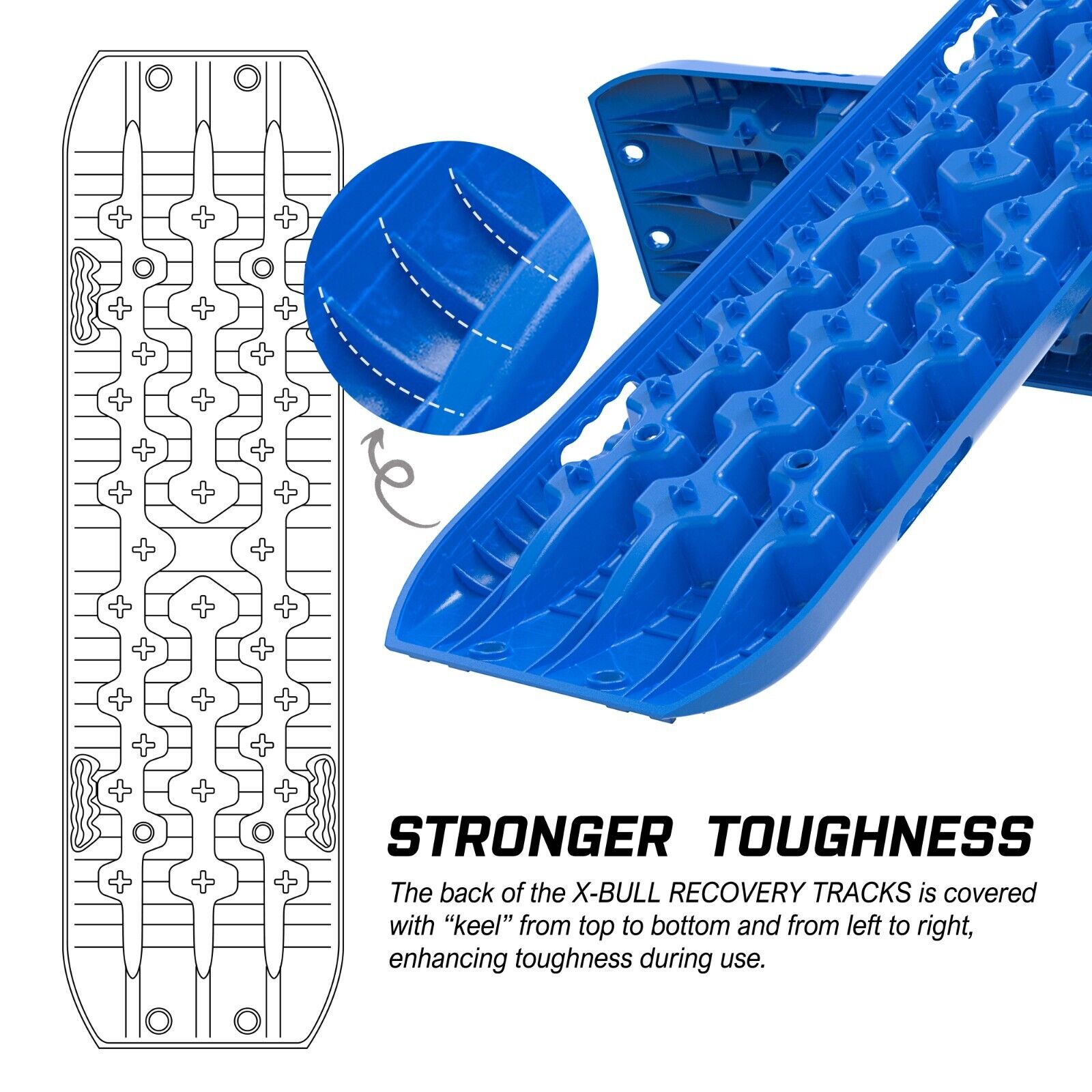 X-BULL Recovery tracks kit Boards 4WD strap mounting 4x4 Sand Snow Car qrange GEN3.0 6pcs blue - image7