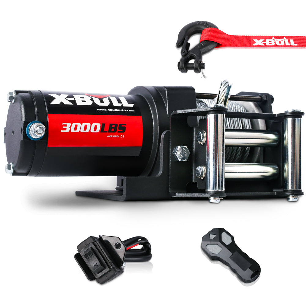 X-BULL Electric Winch 3000lbs/1360kg Wireless 12V Steel Cable ATV 4WD BOAT 4X4 - image1