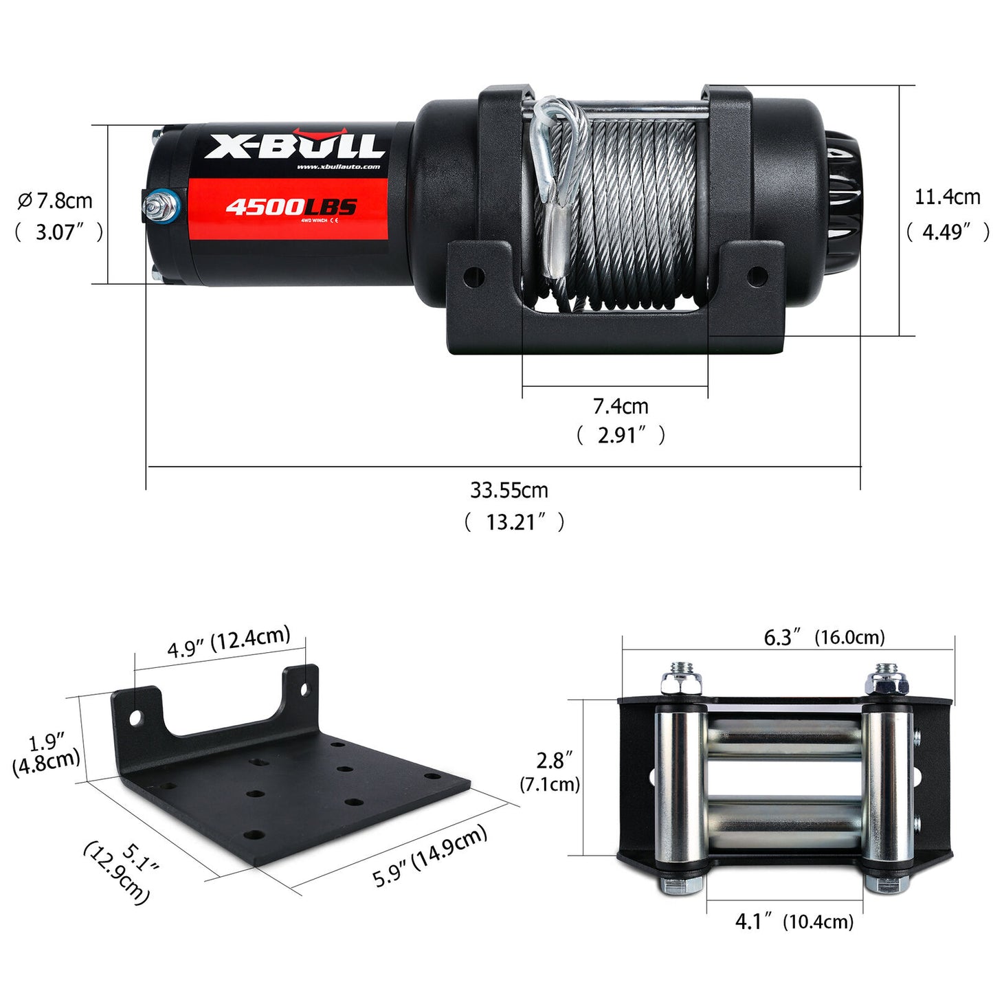 X-BULL Electric Winch 4500LBS/2041KG Steel Cable Wireless Remote Boat ATV 4WD - image10