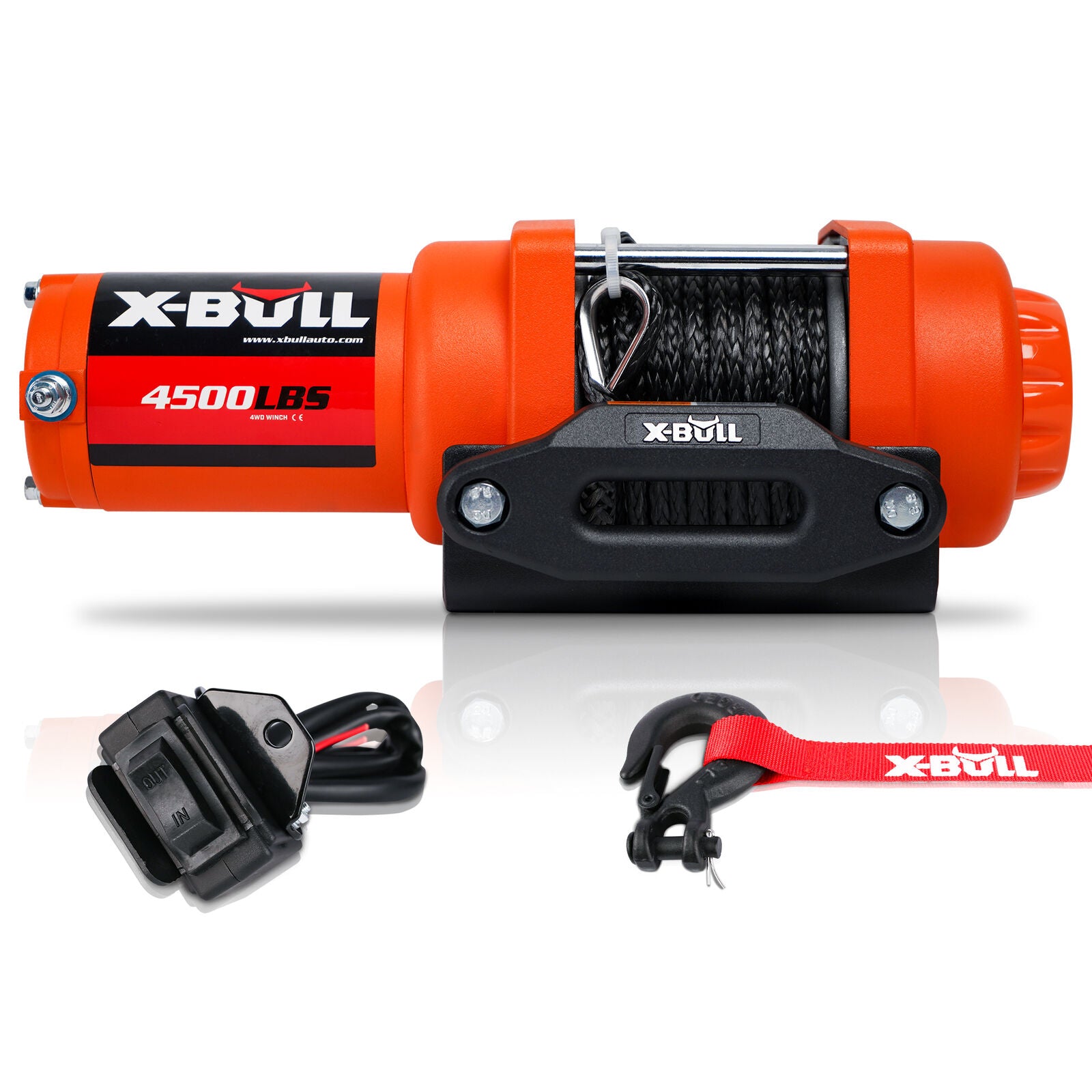 X-BULL Electric Winch 12v Synthetic Rope 4500LBS Wireless Remote ATV UTV 2041KG - image1