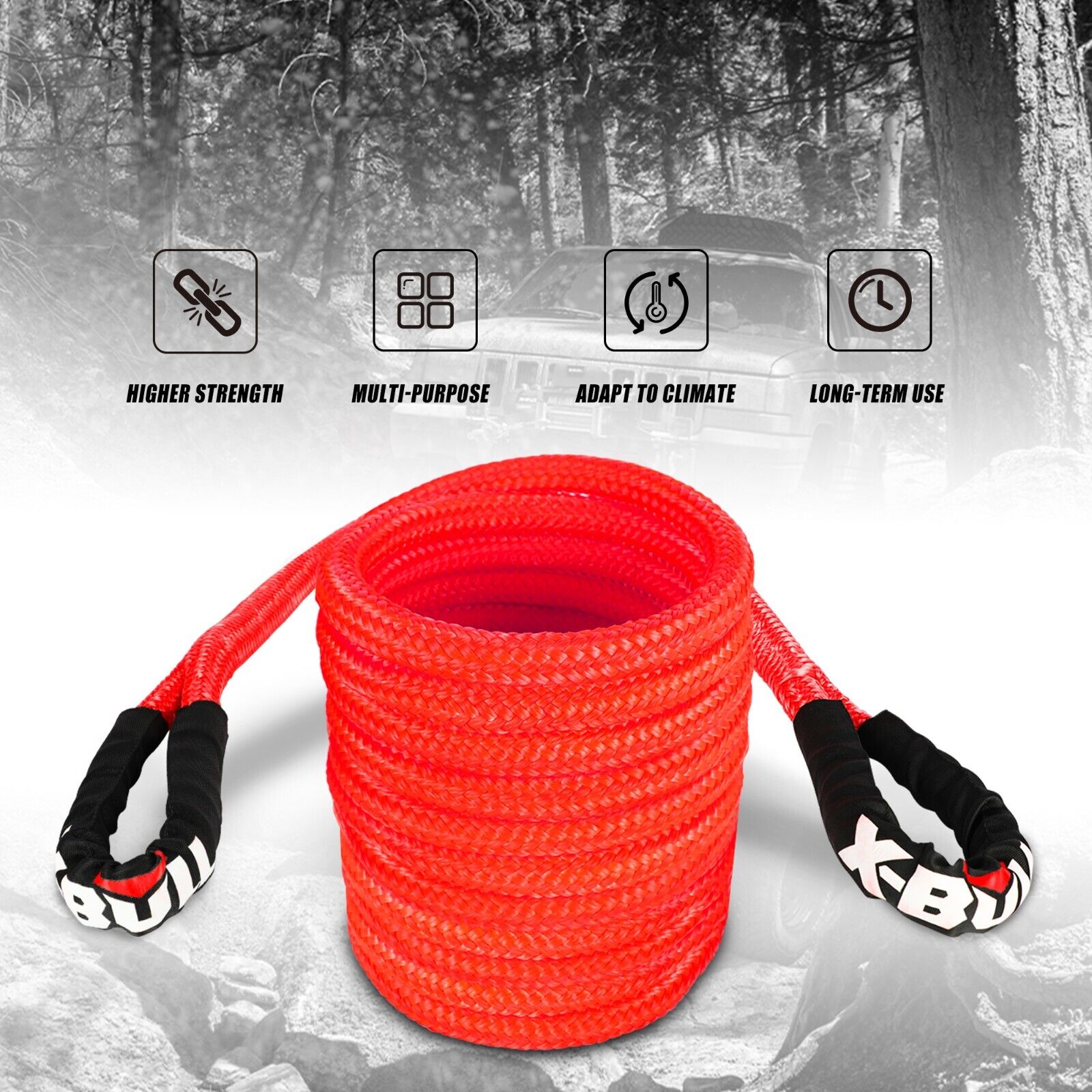 X-BULL Kinetic Rope 22mm x 9m Snatch Strap Recovery Kit Dyneema Tow Winch - image9