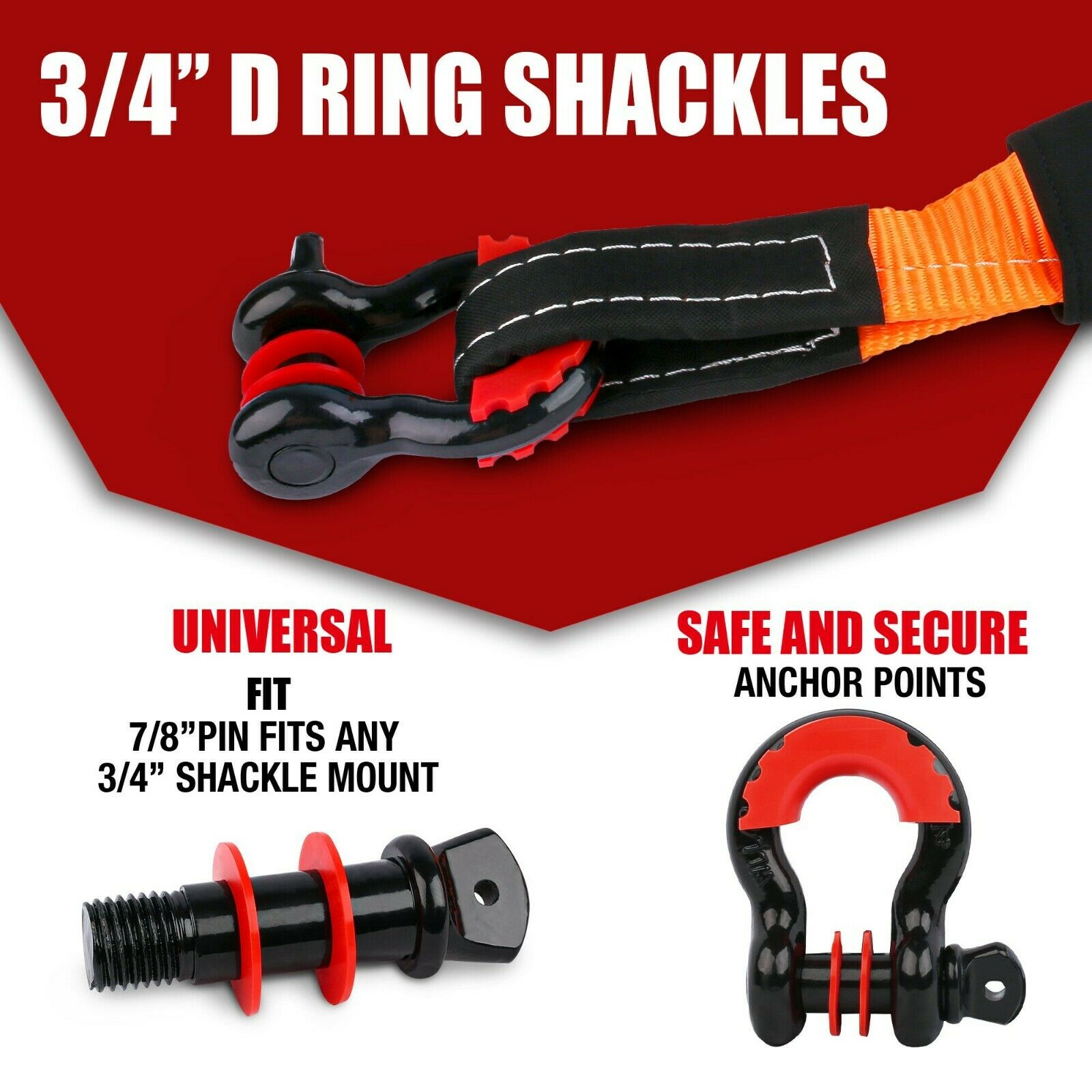 X-BULL Winch Recovery Kit Recovery tracks /Snatch Strap Off Road 4WD orange - image11