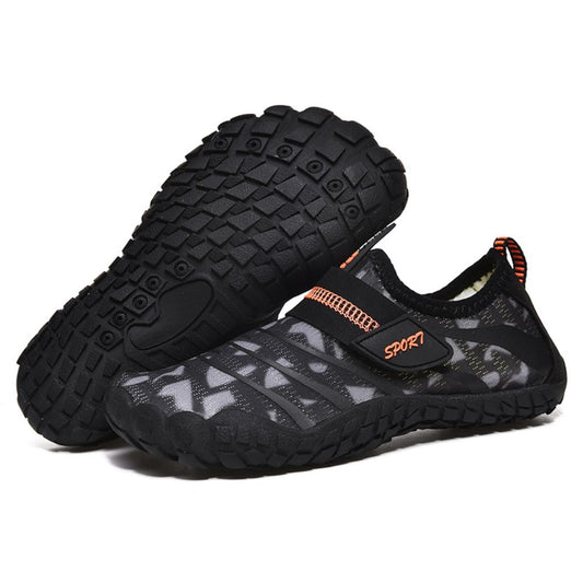 Kids Water Shoes Barefoot Quick Dry Aqua Sports Shoes Boys Girls (Pattern Printed) - Black Size Bigkid US5.5 = EU37 - image1