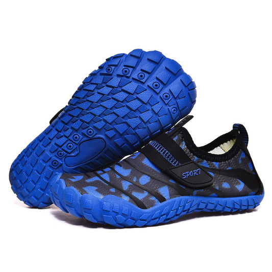 Kids Water Shoes Barefoot Quick Dry Aqua Sports Shoes Boys Girls (Pattern Printed) - Blue Size Bigkid US5.5 = EU37 - image1