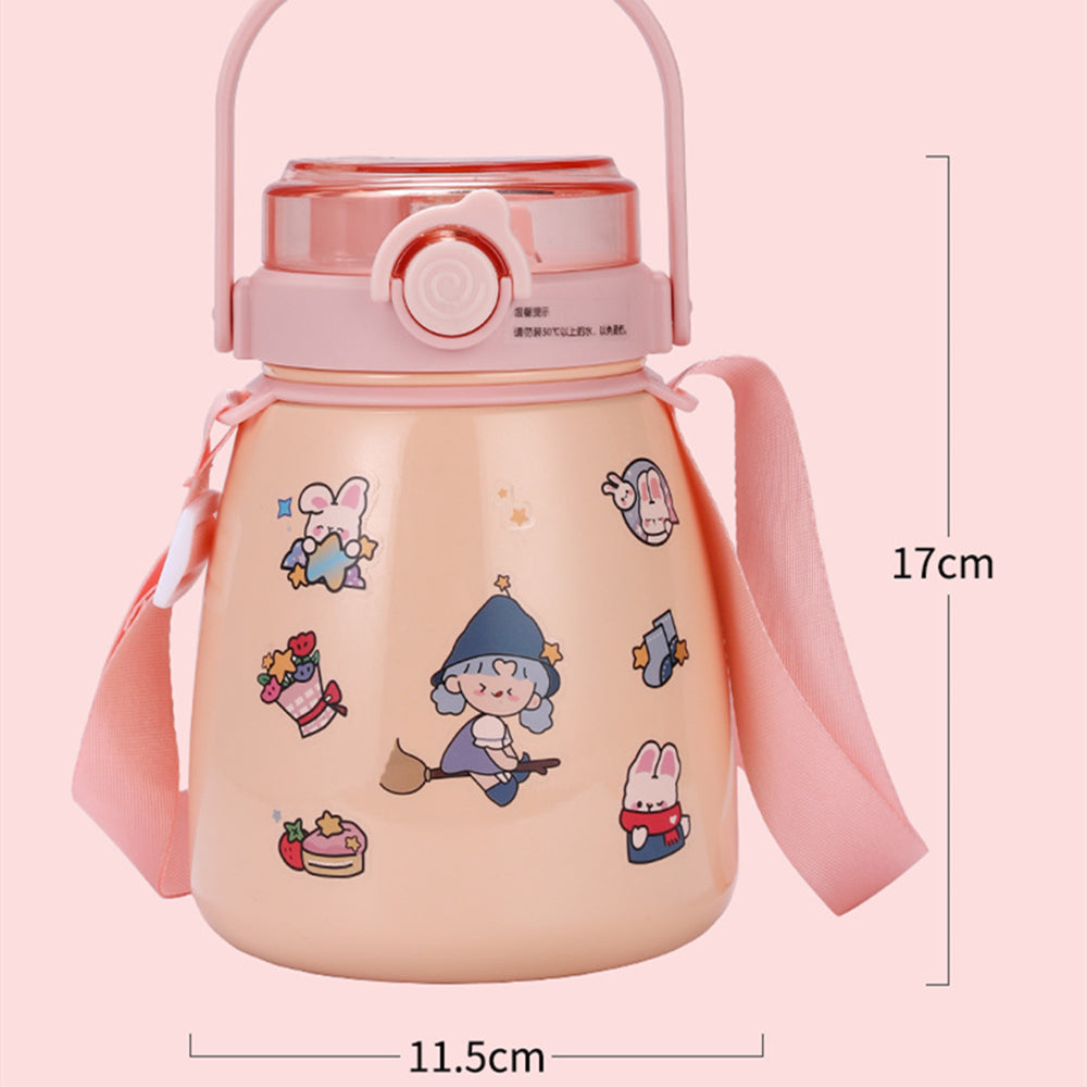 1000ml Large Water Bottle Stainless Steel Straw Water Jug with FREE Sticker Packs (Pink) - image4