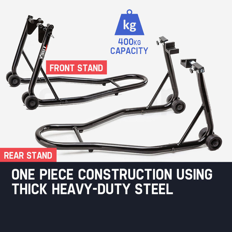 T-REX Motorcycle Stands Front & Rear Heavy-Duty Motorbike Lift Paddock Steel - image5