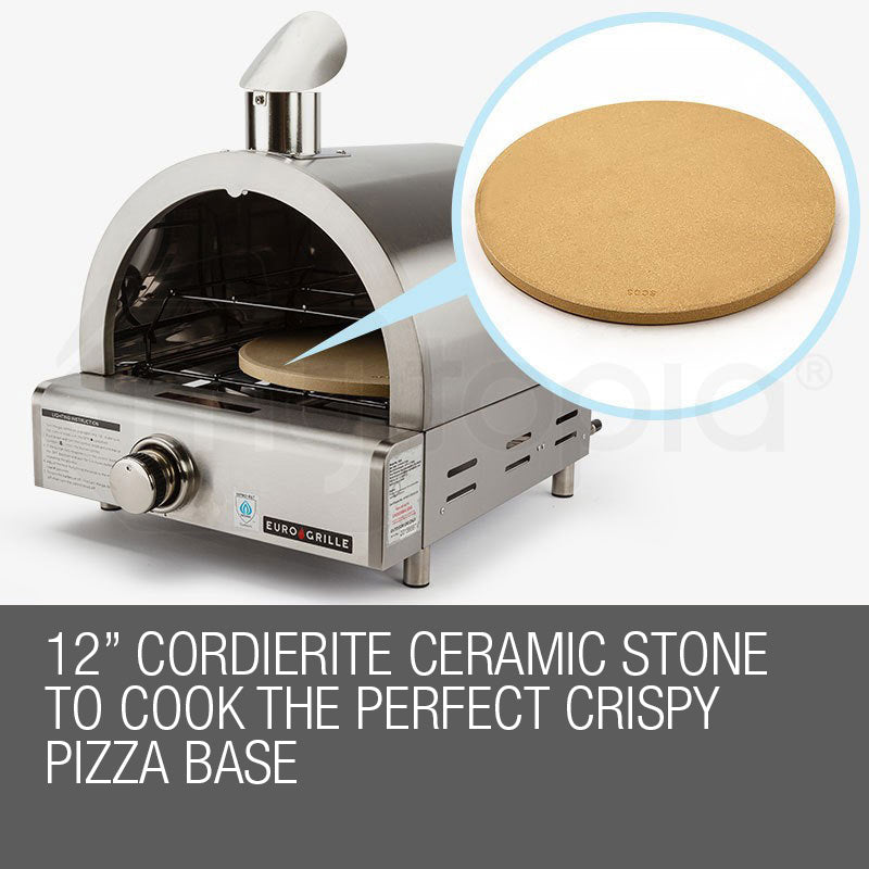 EuroGrille Portable Pizza Oven BBQ Camping LPG Gas Benchtop Stainless Steel - image3
