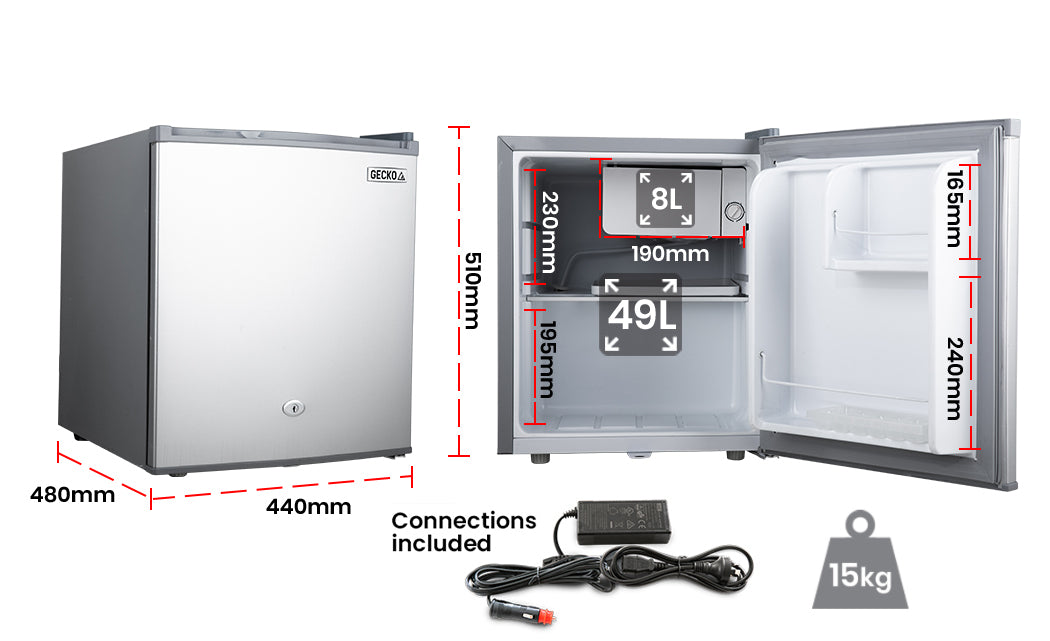 GECKO 57L Portable Bar Fridge Refrigerator 12V/24V/240V Camping Camper Caravan - image6