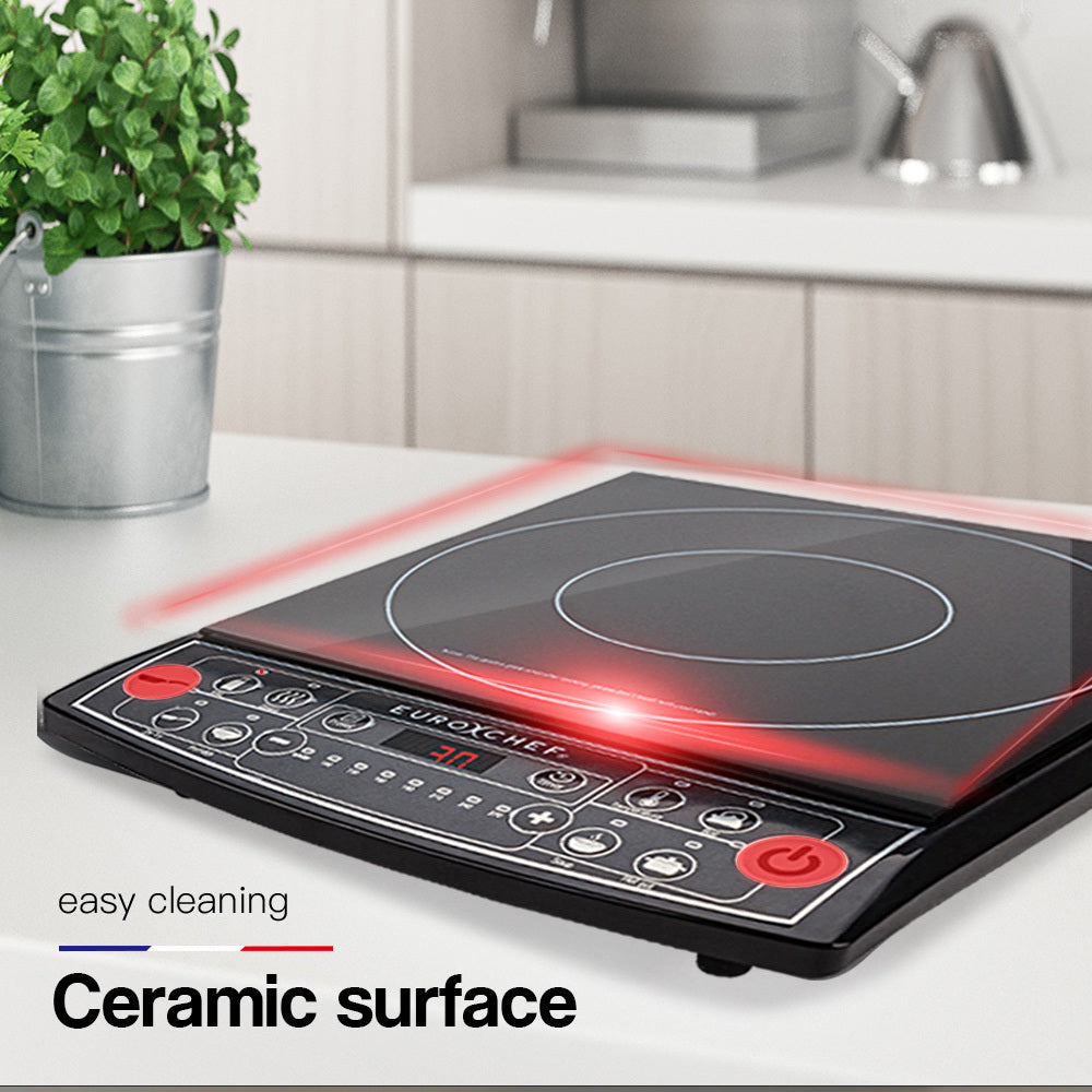 EuroChef Electric Induction Portable Cooktop Ceramic Hot Plate Kitchen Cooker 10AMP - image2