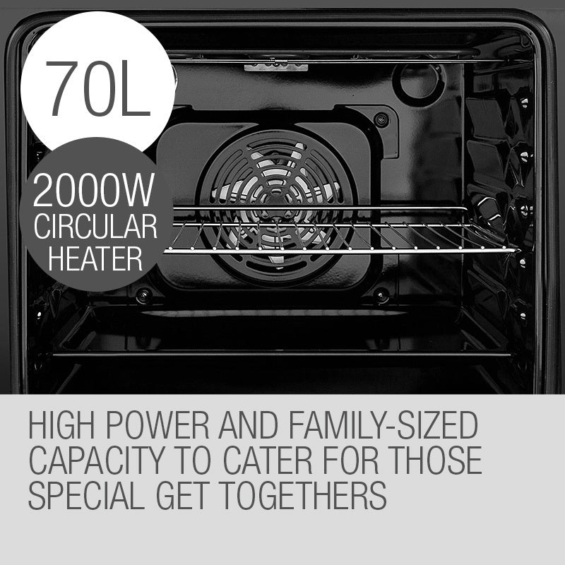 EuroChef 60cm Stainless Built-in 70L Grill 8 Function Fan Forced Electric Wall Oven - image7
