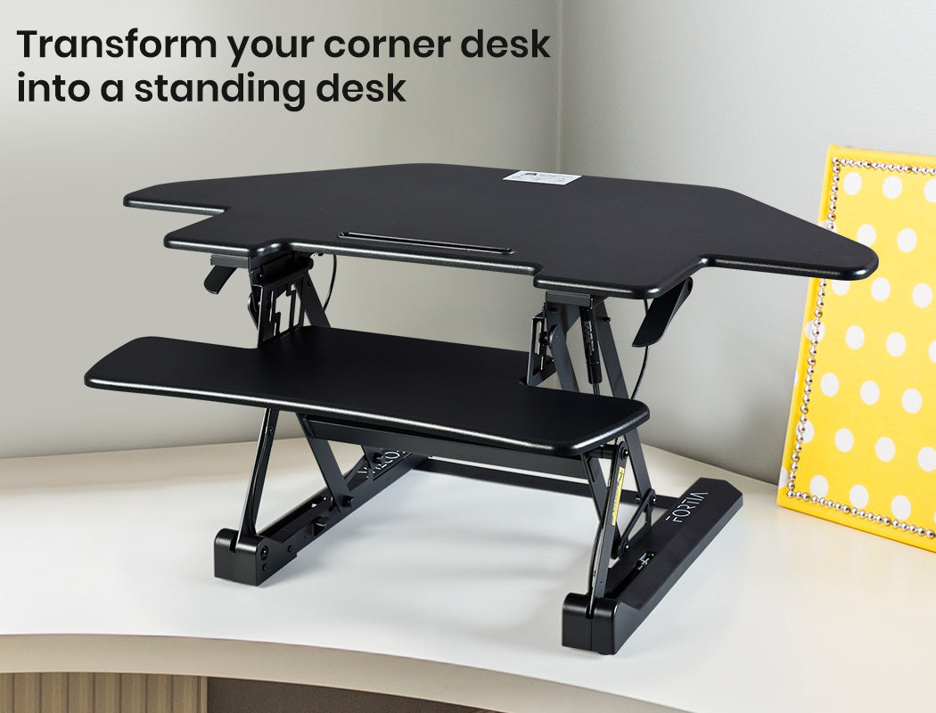 FORTIA Desk Riser Monitor Standing Stand For Corner Desk Adjustable Black - image2