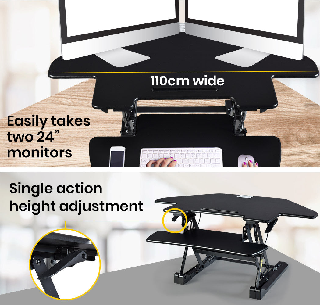 FORTIA Desk Riser Monitor Standing Stand For Corner Desk Adjustable Black - image7