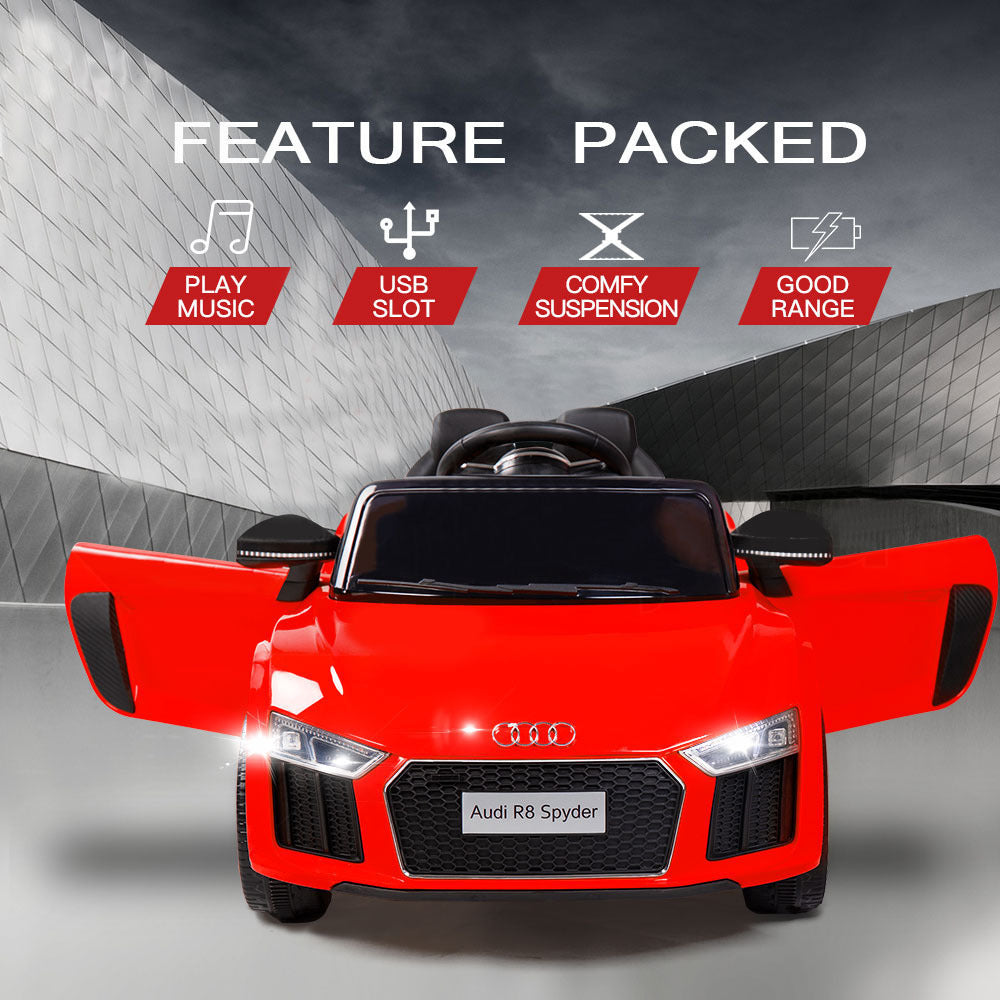 Rovo Kids Kids Ride-On Car Licensed AUDI R8 SPYDER Battery Electric Toy Remote 12V Red - image2