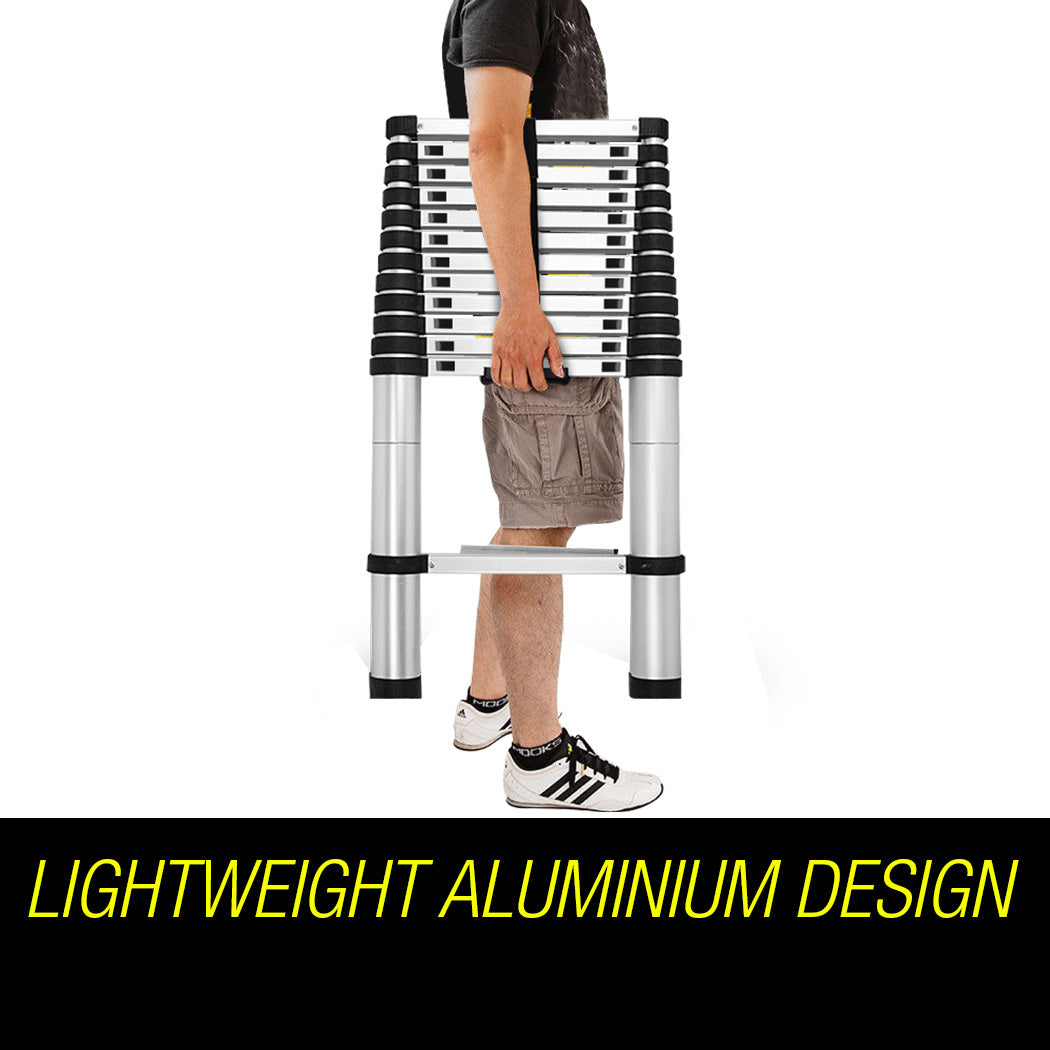 Bullet 3.8m Telescopic Aluminium Ladder Alloy Extension Extendable Steps Multi Portable - image2