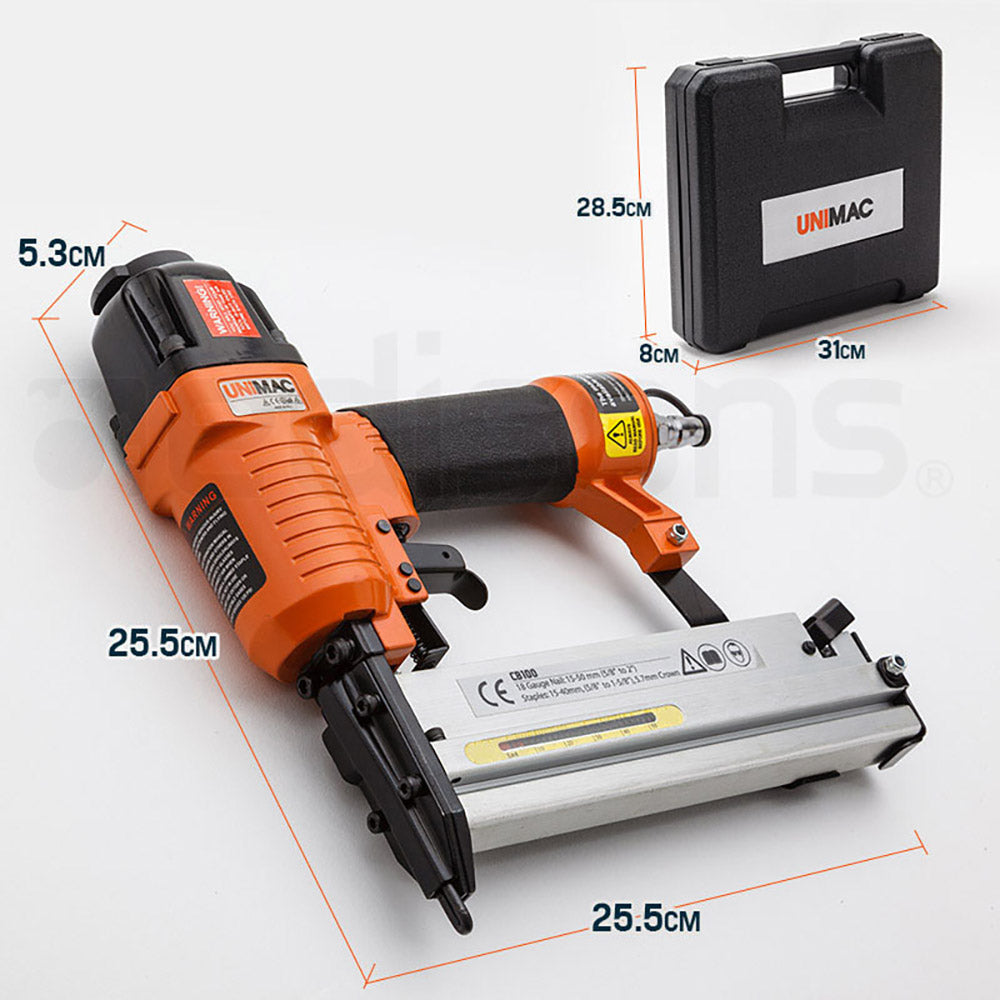 UNIMAC 2in1 Air Brad + Staple Finishing Nail Gun Pneumatic Nailer Finish - image6