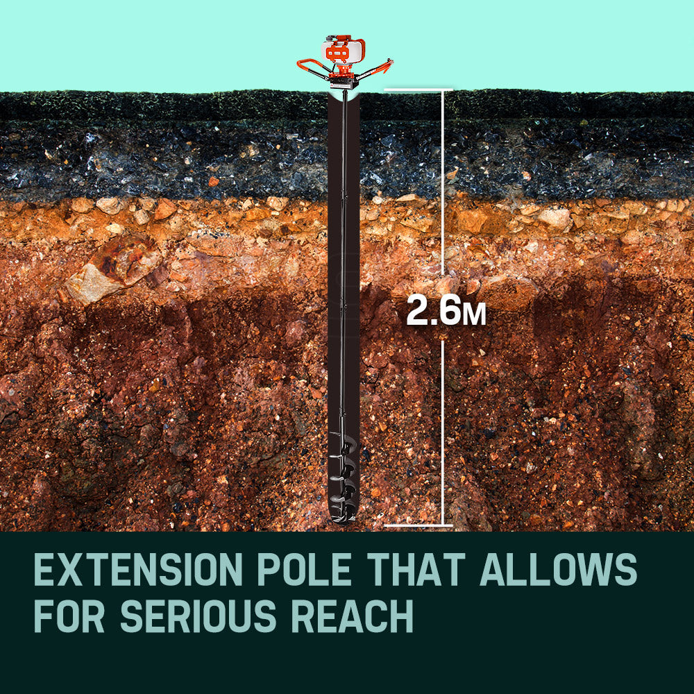 Baumr-AG Post Hole Digger 75CC Posthole Earth Auger Fence Borer Petrol Drill Bit - image4
