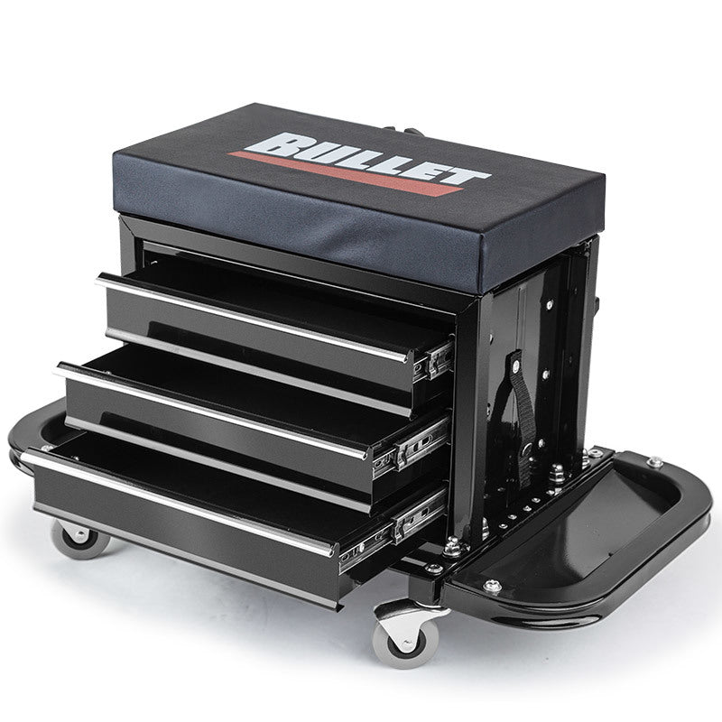 BULLET Rolling Tool Box Stool Mechanic Creeper Toolbox Seat Cushion Garage Tray - image1