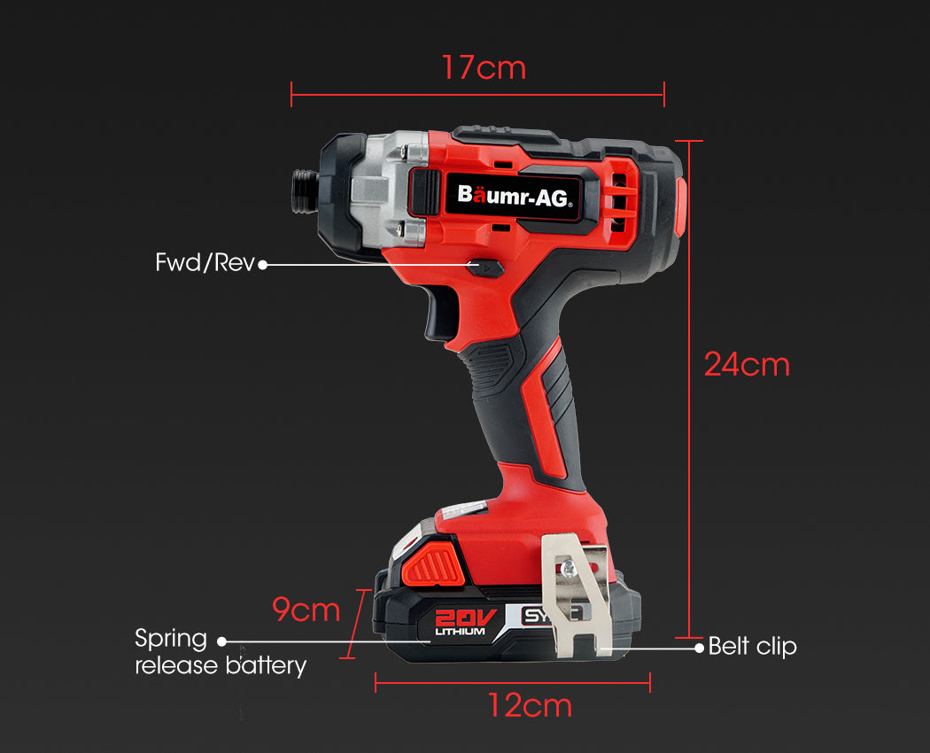 BAUMR-AG 20V Cordless Impact Driver Lithium Screwdriver Kit w/ Battery Charger - image6