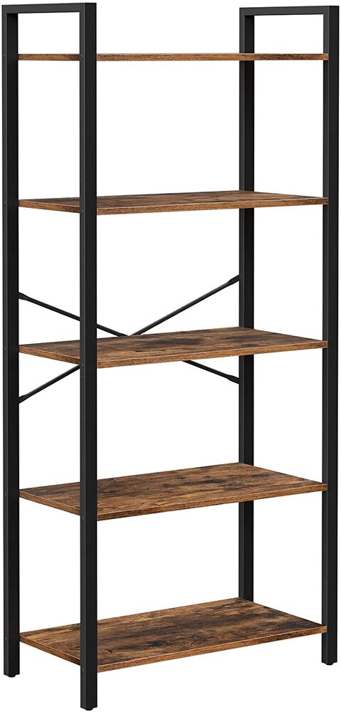 VASAGLE 5-Tier Storage Rack Bookshelf with Steel Frame Rustic Brown and Black LLS061B01 - image1