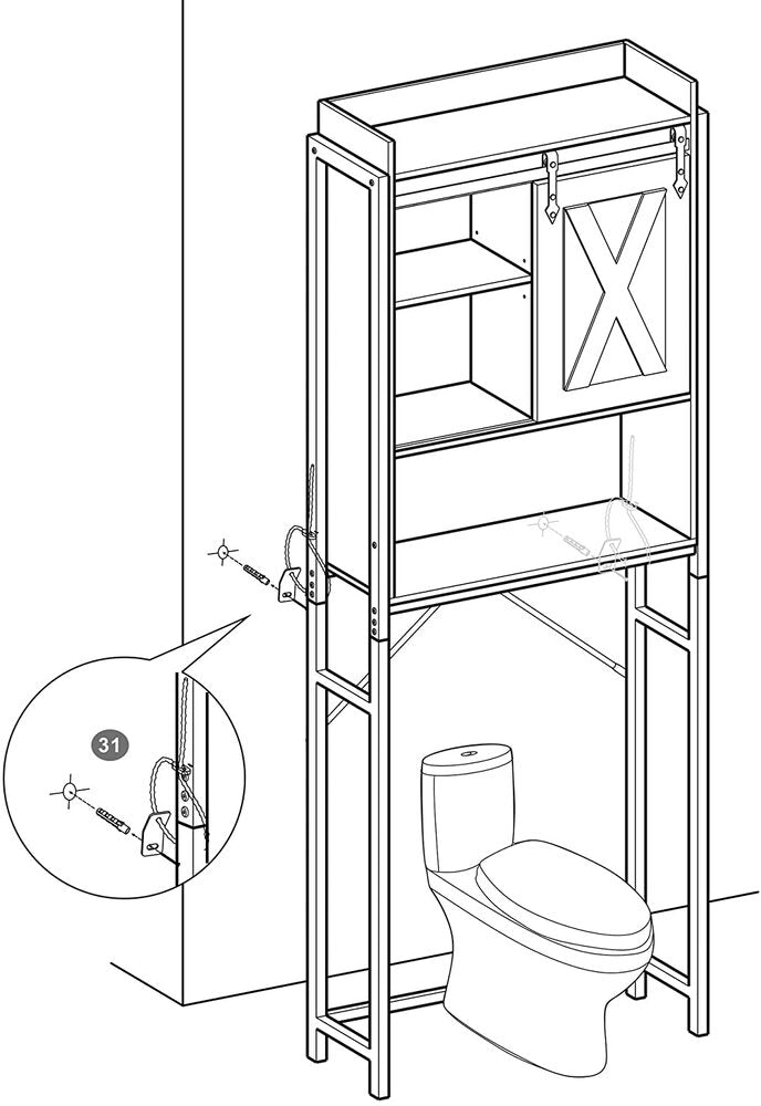 VASAGLE Over-the-Toilet Storage Bathroom Organiser Rack for Washing Machine Rustic Brown and Black BTS003B01 - image3