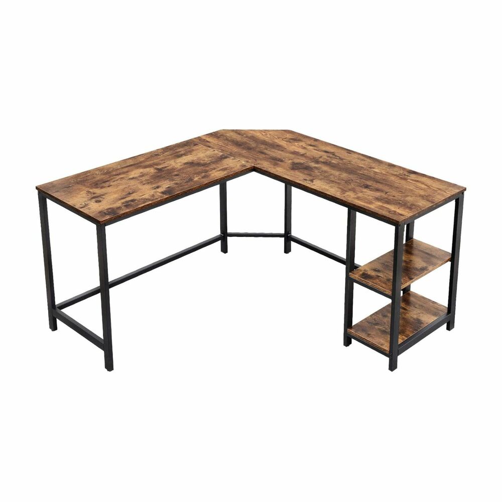 VASAGLE L-Shaped Computer Desk Rustic Brown and Black LWD72X - image9