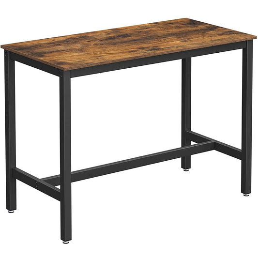 VASAGLE Bar Table Industrial Kitchen Table Dining Table With Solid Metal Frame for Cocktails Bar Party Cellar Restaurant Living Room Wood Look LBT91X - image1