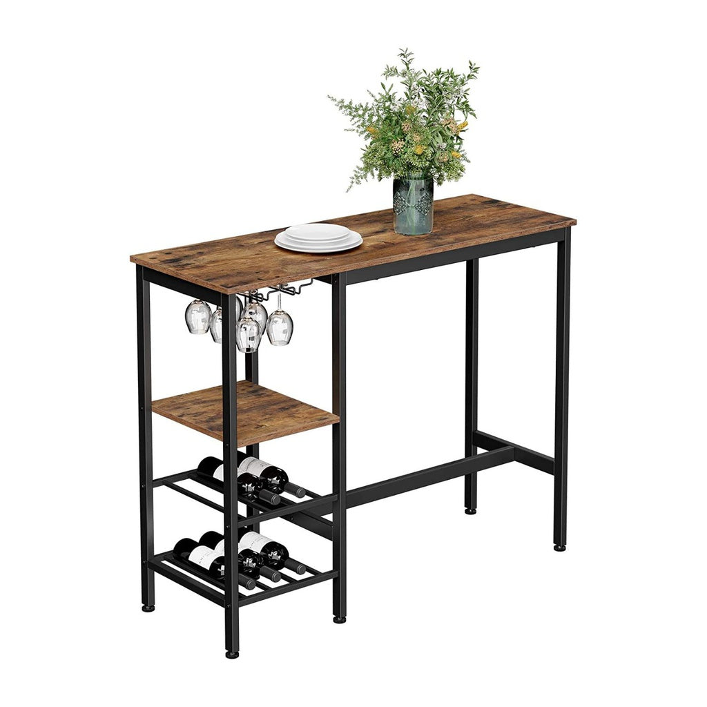 VASAGLE Bar Table with Wine Glass Holder and Bottle Rack LBT013B01 - image7