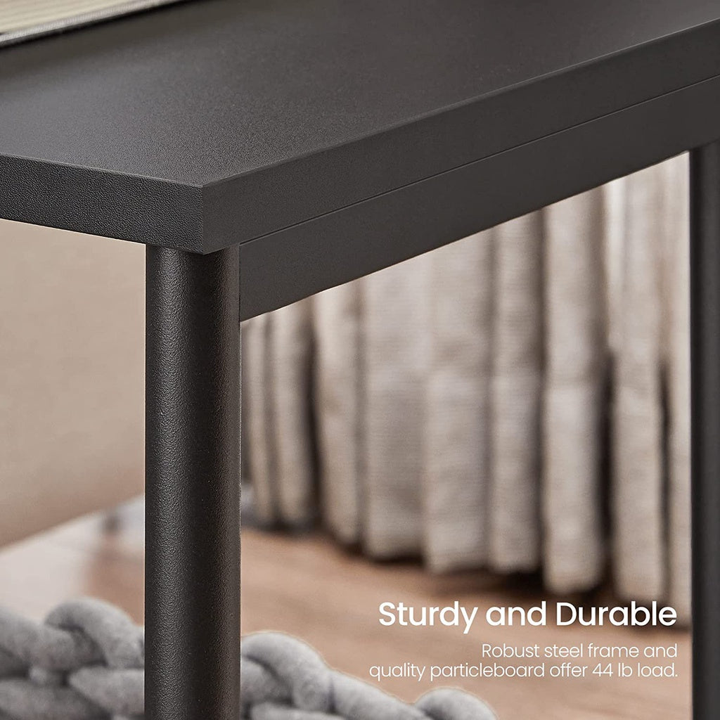 VASAGLE Side Table Set of 2 Charcoal Gray and Black with Storage Shelf LET272B16 - image3