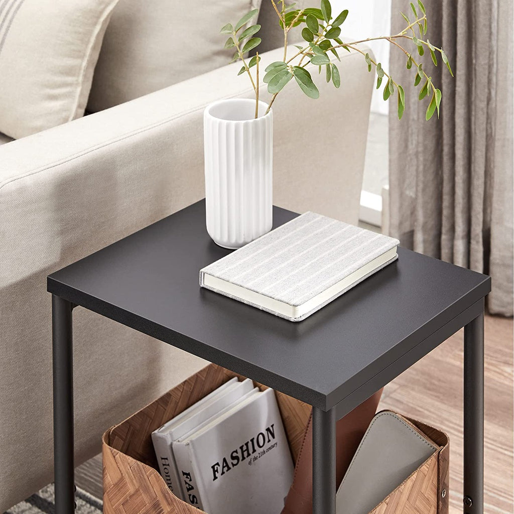 VASAGLE Side Table Set of 2 Charcoal Gray and Black with Storage Shelf LET272B16 - image6